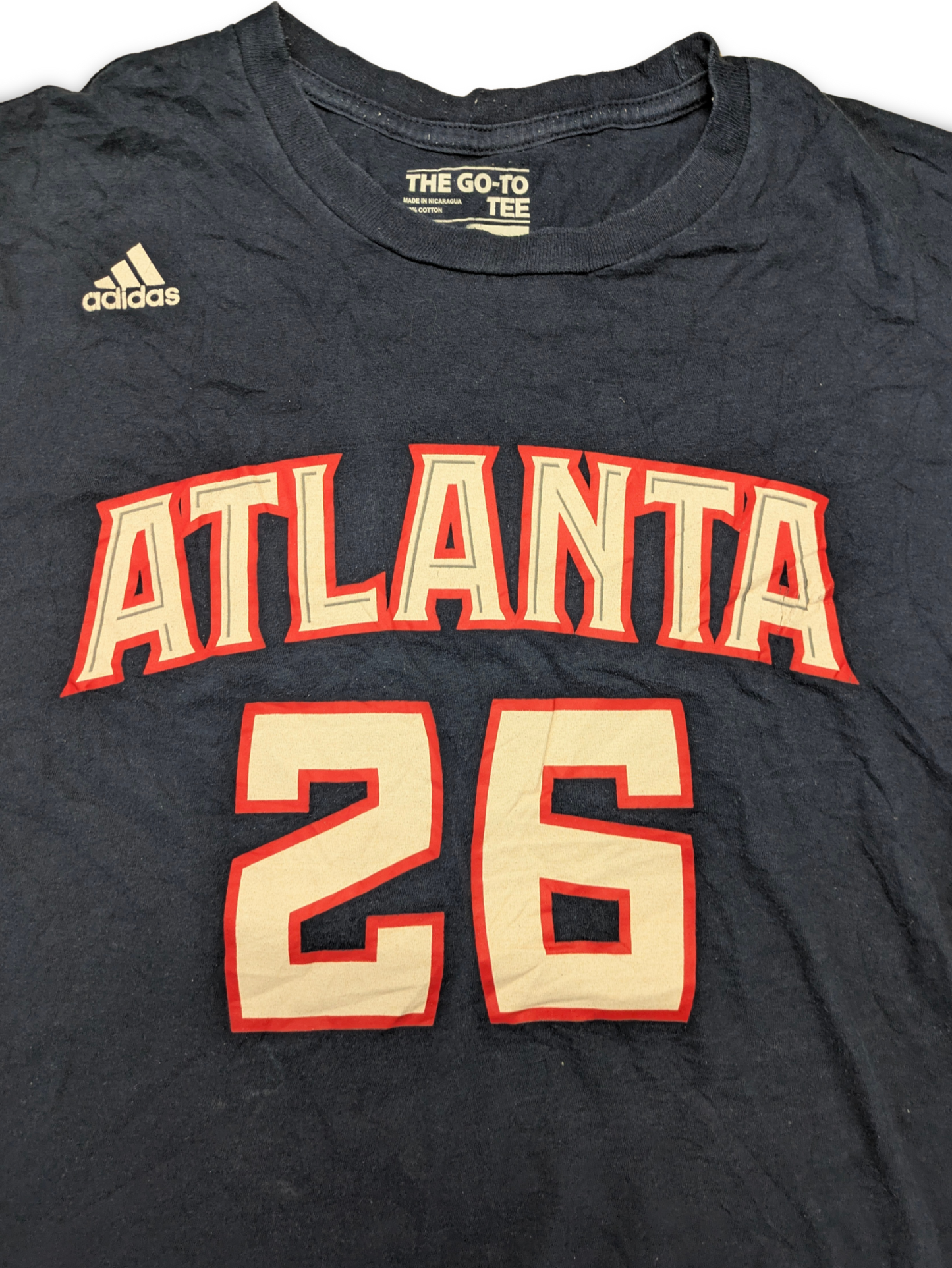 NBA Atlanta Hawks T-Shirt No. 26 Korver Navy Backprint Large