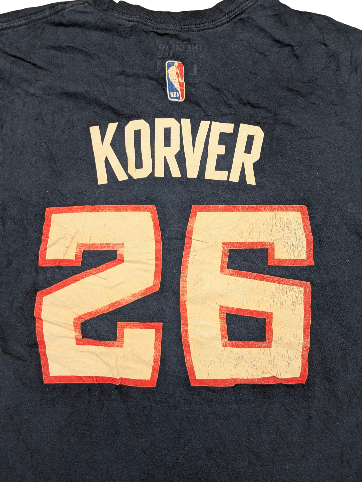 NBA Atlanta Hawks T-Shirt No. 26 Korver Navy Backprint Large