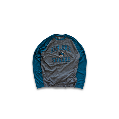 NHL San Jose Sharks Longsleeve Grau Türkis Medium / Large