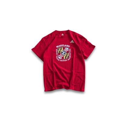 Adidas Maryland State YouTh Soccer Association T-Shirt in rot mit Brustlogo, Größe M