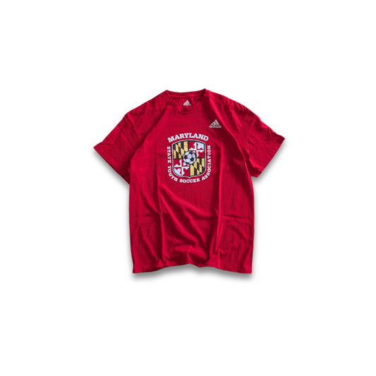 Adidas Maryland State YouTh Soccer Association T-Shirt in rot mit Brustlogo, Größe M