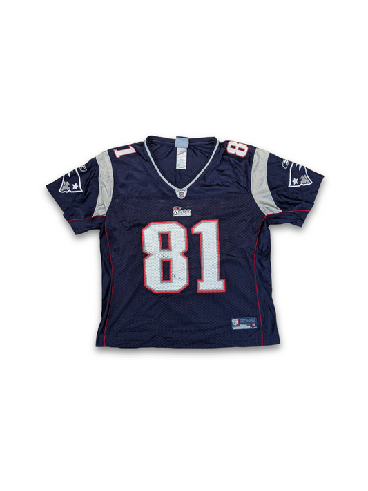 Reebok NFL New England Patriots Jersey 2008 Navy Womens XL (fits S) Moss 81