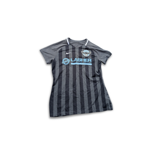 Graues Nike Blackhawks Soccer Club Trikot Large mit schwarzen Längsstreifen