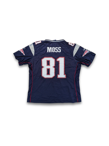 Reebok NFL New England Patriots Jersey 2008 Navy Womens XL (fits S) Moss 81
